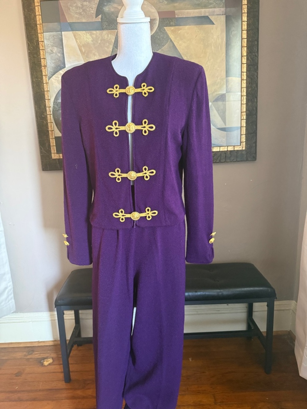 Carlisle Purple Pantsuit with Gold Buttons